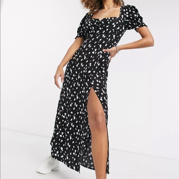 Bardot Puff Sleeve Abstract Spot Maxi Dress in size 10 - Picture 1 of 11